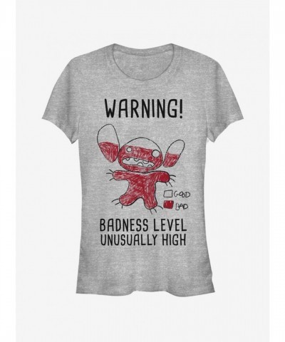 Disney Lilo & Stitch Warning Graphic Tee for Girls - Grey