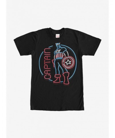 Marvel Captain America Neon Sign Print T-Shirt $6.88 T-Shirts