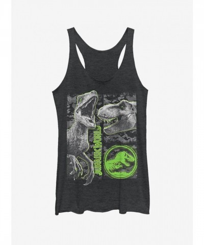 Jurassic World Camo Print Dinosaur Tee for Girls - Black
