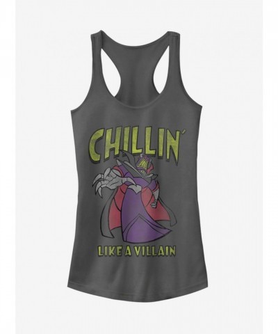 Toy Story Emperor Zurg Chillin' Villain Charcoal Gray Girls Racerback Tank Top