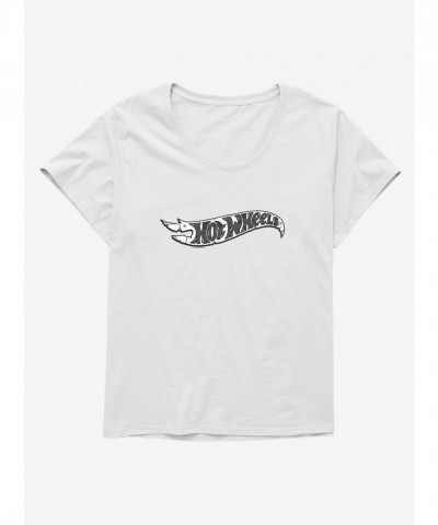Hot Wheels Tattered Logo Plus Size T-Shirt for Girls - White