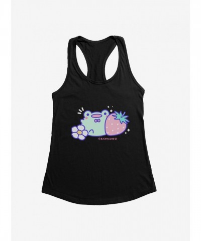Rainylune Strawberry Frog Girls Lightweight Tank - Black