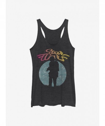 Boba Fett Silhouette Tank Top for Girls - Black