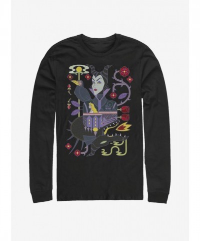 Disney Maleficent Long-Sleeve T-Shirt for Men - Black Cotton Design