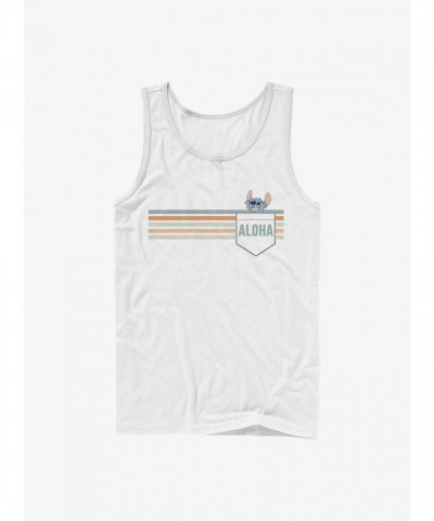 Disney Lilo & Stitch Aloha Badge Tank Top - White Men's
