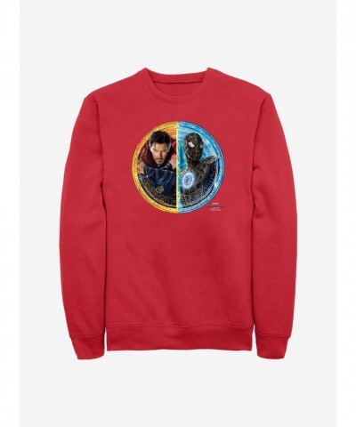 Marvel's Iconic Spidey and Doctor Strange Circle Crew Sweatshirt - Men's Red