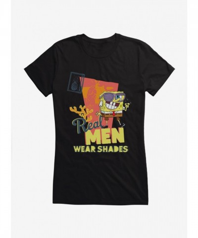 SpongeBob SquarePants Stylish Girls T-Shirt with Real Men Wear Shades Print