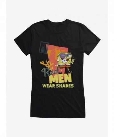 SpongeBob SquarePants Stylish Girls T-Shirt with Real Men Wear Shades Print