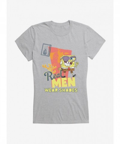 SpongeBob SquarePants Stylish Girls T-Shirt with Real Men Wear Shades Print