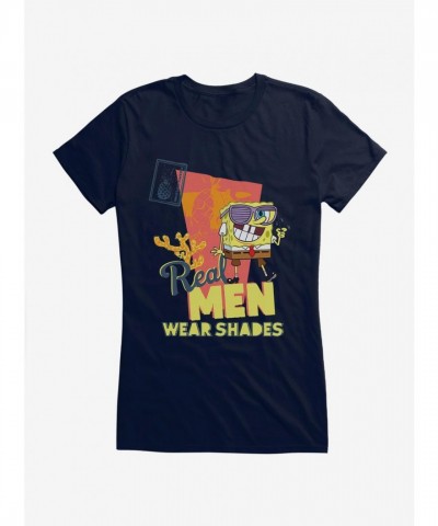 SpongeBob SquarePants Stylish Girls T-Shirt with Real Men Wear Shades Print