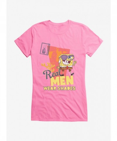 SpongeBob SquarePants Stylish Girls T-Shirt with Real Men Wear Shades Print