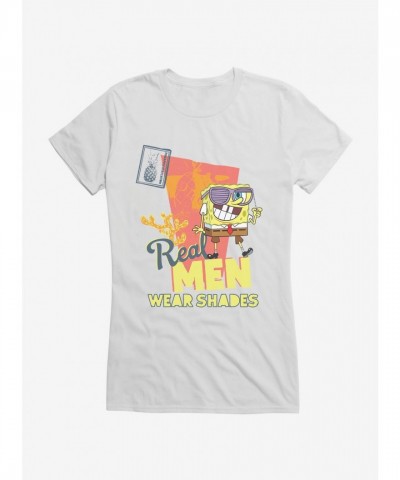 SpongeBob SquarePants Stylish Girls T-Shirt with Real Men Wear Shades Print