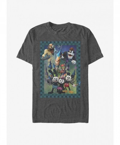 Disney Epic Mickey Characters Poster Style T-Shirt - Unisex Grey