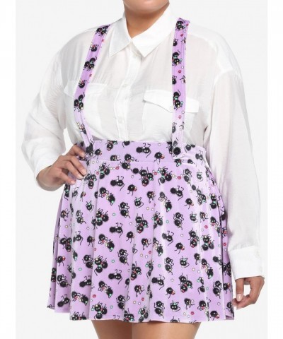 Studio Ghibli Spirited Away Velvet Suspender Skirt with Soot Sprites Print for Women Plus Size