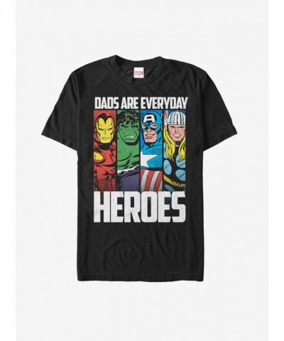 Marvel Everyday Heroes Avengers Dad's Day Black T-Shirt - Unisex