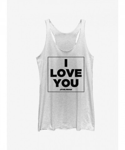 Star Wars Princess Leia "I Love You" White Racerback Tank for Girls