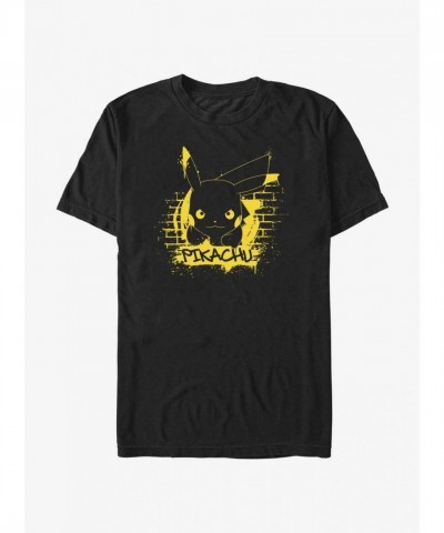 Pokemon Pikachu Cartoon Tee - Black Men's Size