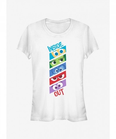 Disney Pixar Inside Out Emotion Eyes Fitted T-Shirt for Girls - White