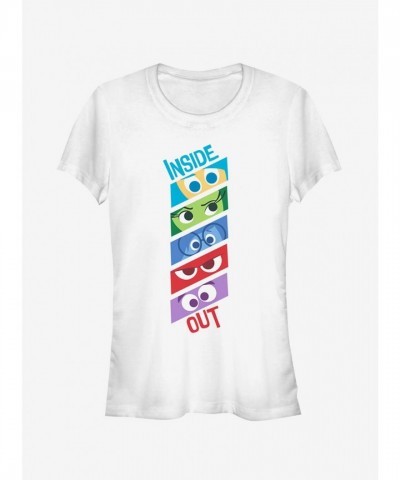 Disney Pixar Inside Out Emotion Eyes Fitted T-Shirt for Girls - White