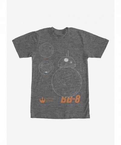 Lost Gods Astro Droid BB-8 Graphic Heather Charcoal T-Shirt - Unisex
