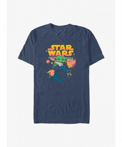 Star Wars Big & Tall T-Shirt - The Mandalorian Galaxy Child - Men's BLUE